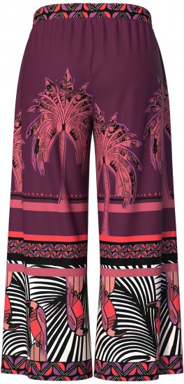 Ulla Popken Mixed Palm Print Elastic Waist Palazzo Pants Red - Jeans & Hosen in Großen Größen – Plus Size - 