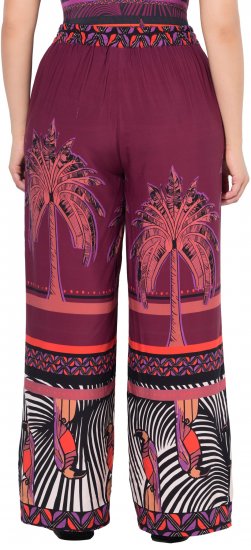 Ulla Popken Mixed Palm Print Elastic Waist Palazzo Pants Red - Jeans & Hosen in Großen Größen – Plus Size - 