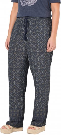 Ulla Popken Geometric Print Elastic Waist Pants Navy - Jeans & Hosen in Großen Größen – Plus Size - 