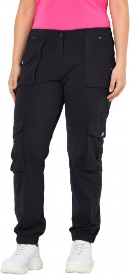 Ulla Popken Elastic Hem Stretch Fit Cargo Pants Black - Jeans & Hosen in Großen Größen – Plus Size - 