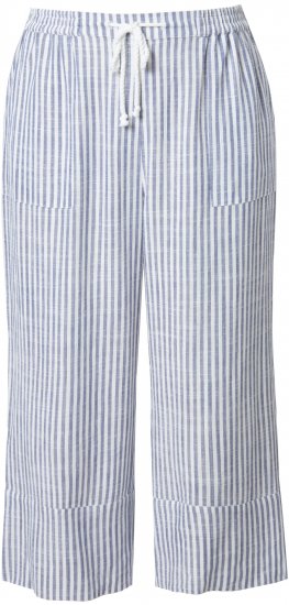 Ulla Popken Coastal Stripe Linen Blend Elastic Waist Culottes Blue - Jeans & Hosen in Großen Größen – Plus Size - 