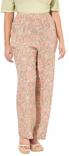 Ulla Popken Safari Print Elastic Waist Pants Green - Jeans & Hosen in Großen Größen – Plus Size - 