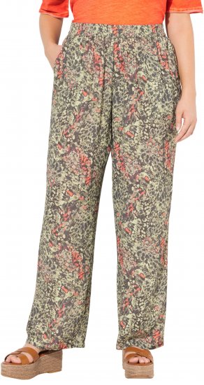 Ulla Popken Crocodile Print Elastic Waist Pants Olive Grey - Jeans & Hosen in Großen Größen – Plus Size - 