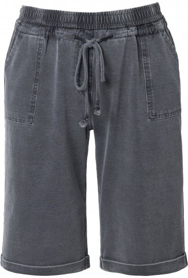 Ulla Popken Indigo Dyed Elastic Waist Jersey Shorts Black - Jeans & Hosen in Großen Größen – Plus Size - 