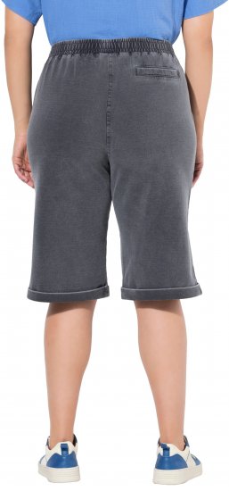 Ulla Popken Indigo Dyed Elastic Waist Jersey Shorts Black - Jeans & Hosen in Großen Größen – Plus Size - 