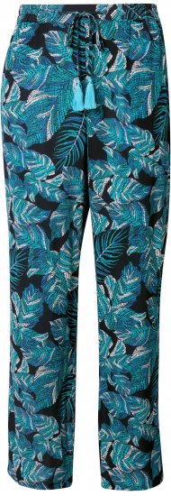 Ulla Popken Tropical Leaf Print Elastic Waist Pants Blue - Jeans & Hosen in Großen Größen – Plus Size - 