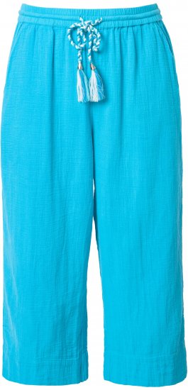 Ulla Popken Muslin Elastic Waist Culottes Blue - Jeans & Hosen in Großen Größen – Plus Size - 