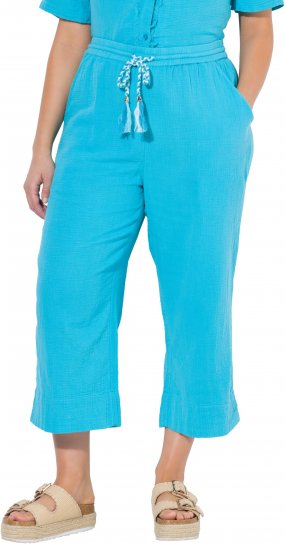 Ulla Popken Muslin Elastic Waist Culottes Blue - Jeans & Hosen in Großen Größen – Plus Size - 