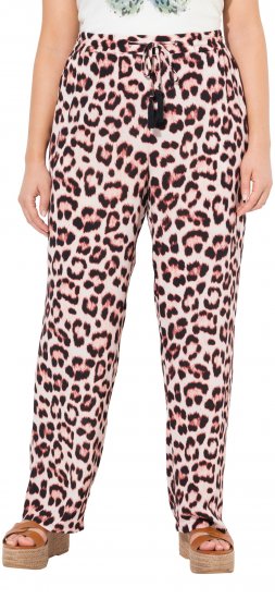 Ulla Popken Leopard Print Elastic Waist Pants White - Jeans & Hosen in Großen Größen – Plus Size - 