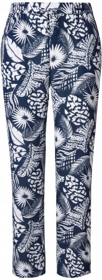 Ulla Popken Feather Print Elastic Waist Pants Blue - Jeans & Hosen in Großen Größen – Plus Size - 