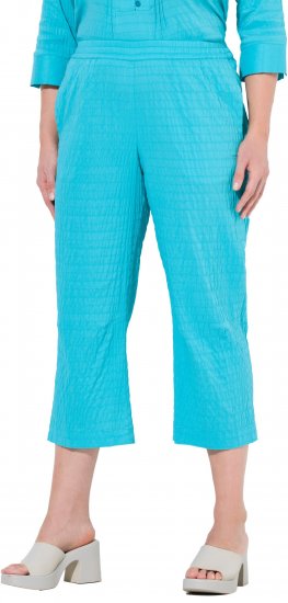 Ulla Popken Textured Elastic Waist Cropped Pants Deep Aqua - Jeans & Hosen in Großen Größen – Plus Size - 