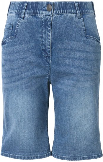 Ulla Popken Denim Wide Leg Elastic Waist Bermuda Shorts Blue Denim - Jeans & Hosen in Großen Größen – Plus Size - 