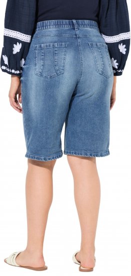 Ulla Popken Denim Wide Leg Elastic Waist Bermuda Shorts Blue Denim - Jeans & Hosen in Großen Größen – Plus Size - 