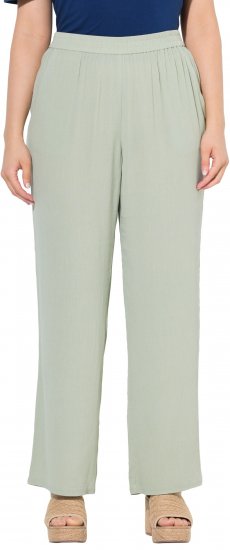 Ulla Popken Elastic Waist Crepe Pants Light Moss Green - Jeans & Hosen in Großen Größen – Plus Size - 