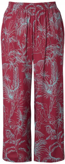 Ulla Popken Wide Leg Elastic Waist Jungle Print Palazzo Pants Brown - Jeans & Hosen in Großen Größen – Plus Size - 