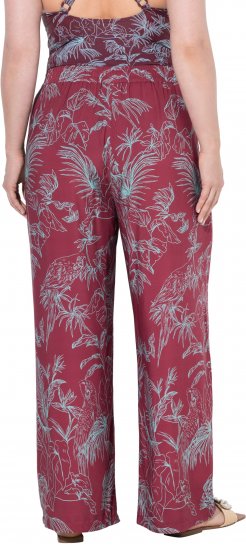 Ulla Popken Wide Leg Elastic Waist Jungle Print Palazzo Pants Brown - Jeans & Hosen in Großen Größen – Plus Size - 