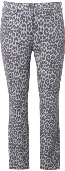 Ulla Popken Slim Leg Leopard Print Stretch Fit Jeans Bright Grey - Jeans & Hosen in Großen Größen – Plus Size - 