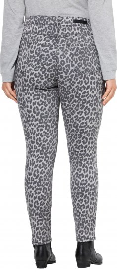 Ulla Popken Slim Leg Leopard Print Stretch Fit Jeans Bright Grey - Jeans & Hosen in Großen Größen – Plus Size - 