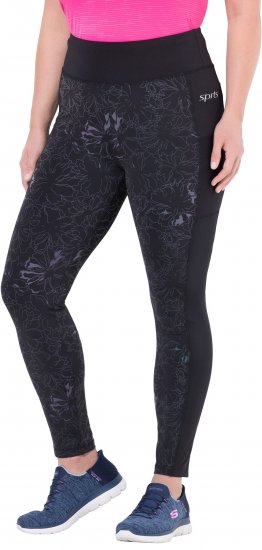 Ulla Popken Quick Drying Flower Print Leggings Black - Jeans & Hosen in Großen Größen – Plus Size - 