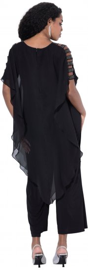 Ulla Popken Layered Chiffon Wrap Jumpsuit Grey - Jeans & Hosen in Großen Größen – Plus Size - 