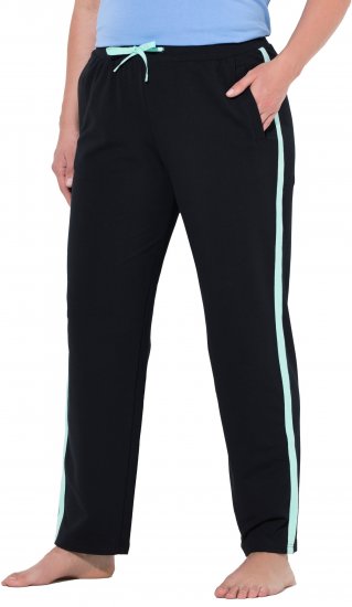 Ulla Popken Side Stripe Elastic Waist Joggers Black - Jeans & Hosen in Großen Größen – Plus Size - 