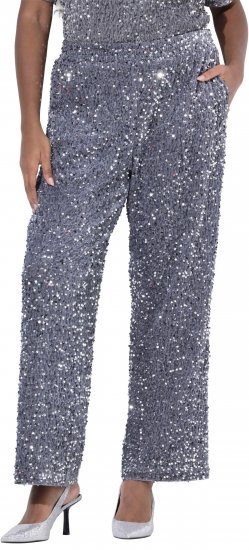 Ulla Popken Sequined Velvet Comfort Waist Pants Grey - Jeans & Hosen in Großen Größen – Plus Size - 