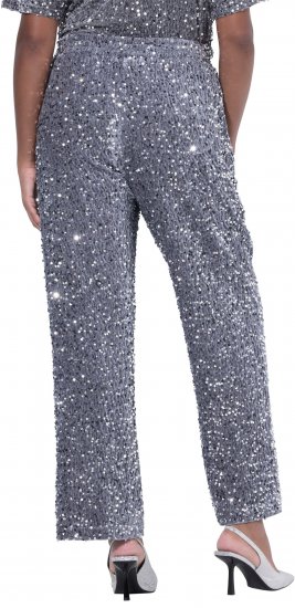 Ulla Popken Sequined Velvet Comfort Waist Pants Grey - Jeans & Hosen in Großen Größen – Plus Size - 