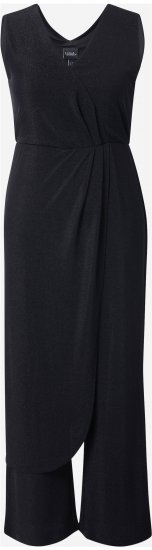 Ulla Popken Draped Sleeveless Glitter Jumpsuit Navy - Jeans & Hosen in Großen Größen – Plus Size - 