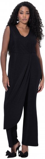 Ulla Popken Draped Sleeveless Glitter Jumpsuit Navy - Jeans & Hosen in Großen Größen – Plus Size - 