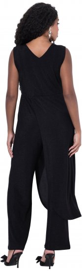 Ulla Popken Draped Sleeveless Glitter Jumpsuit Navy - Jeans & Hosen in Großen Größen – Plus Size - 