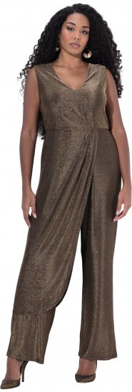 Ulla Popken Draped Sleeveless Glitter Jumpsuit Pearl White - Jeans & Hosen in Großen Größen – Plus Size - 