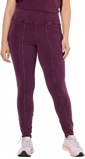 Ulla Popken Acid Wash Decorative Seam Leggings Purple - Jeans & Hosen in Großen Größen – Plus Size - 