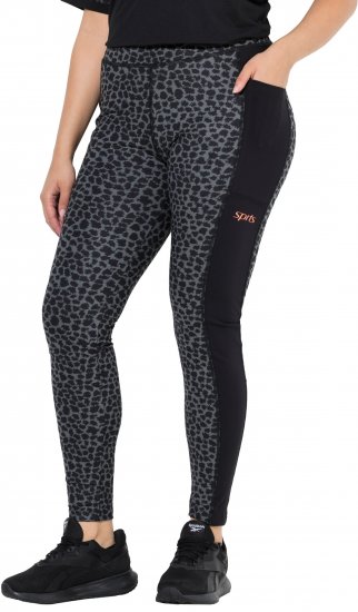 Ulla Popken Quick Drying Leopard Print Sport Leggings Black - Jeans & Hosen in Großen Größen – Plus Size - 