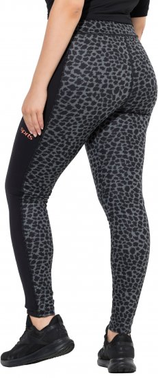 Ulla Popken Quick Drying Leopard Print Sport Leggings Black - Jeans & Hosen in Großen Größen – Plus Size - 