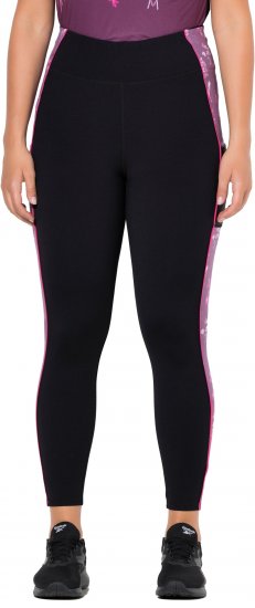 Ulla Popken Quick Drying Botanical Print Sport Leggings Black - Jeans & Hosen in Großen Größen – Plus Size - 