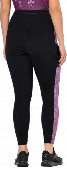 Ulla Popken Quick Drying Botanical Print Sport Leggings Black - Jeans & Hosen in Großen Größen – Plus Size - 