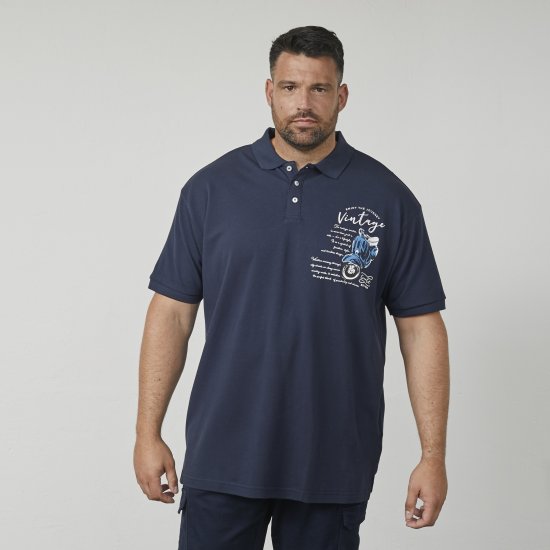 North Latitude 61130 Piqué-Poloshirt mit Brustprint Marineblau - Polo-shirts für herren - Polo-Shirts für Herren in großen Größen