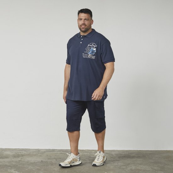 North Latitude 61130 Piqué-Poloshirt mit Brustprint Marineblau - Polo-shirts für herren - Polo-Shirts für Herren in großen Größen