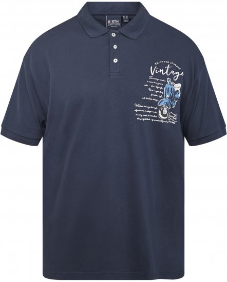North Latitude 61130 Piqué-Poloshirt mit Brustprint Marineblau - Polo-shirts für herren - Polo-Shirts für Herren in großen Größen