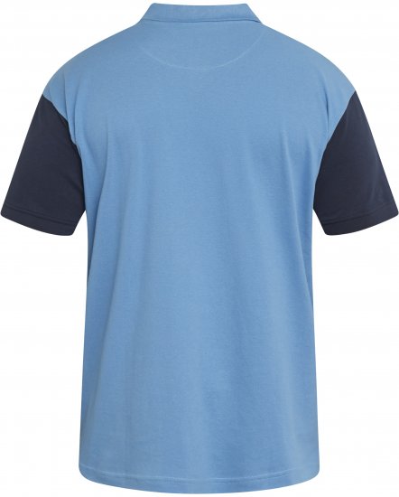 North Latitude 61131 Piqué-Poloshirt mit Kontrastärmeln und Stickerei Blau - Polo-shirts für herren - Polo-Shirts für Herren in großen Größen