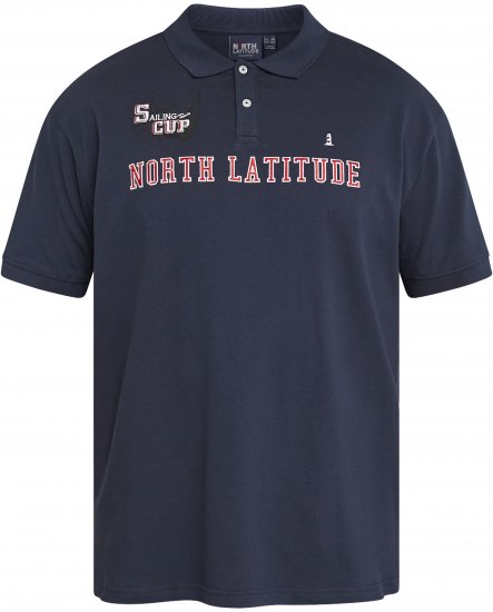North Latitude 61131 Piqué-Poloshirt mit Kontrastärmeln und Stickerei Marineblau - Polo-shirts für herren - Polo-Shirts für Herren in großen Größen