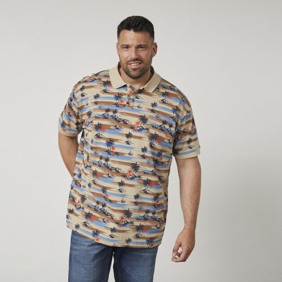 North Latitude 61133 Allover-Print Piqué-Poloshirt Sand - Polo-shirts für herren - Polo-Shirts für Herren in großen Größen