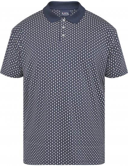 North Latitude 61134 Allover-Print Jersey-Poloshirt Marineblau - Polo-shirts für herren - Polo-Shirts für Herren in großen Größen