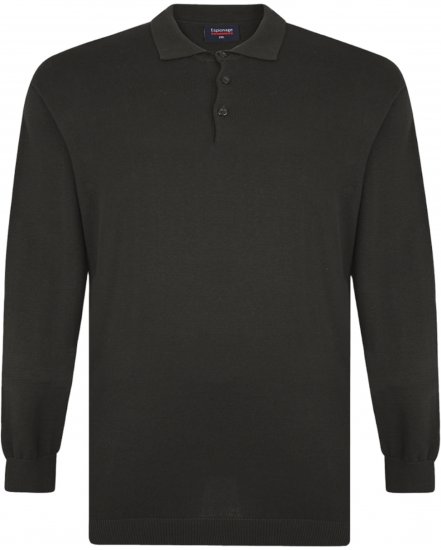 Espionage KW058 Knit Polo Jumper Black - Polo-shirts für herren - Polo-Shirts für Herren in großen Größen