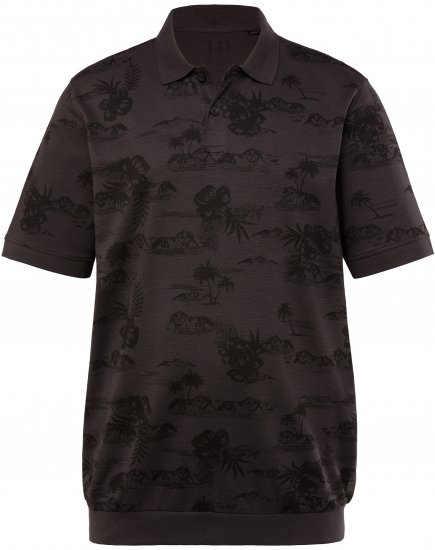 JP1880 Pique with All-over Print Polo Shirt TALL Black - TALL poloshirts - TALL Poloshirts mit Extralänge