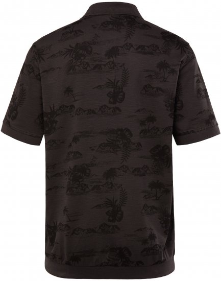 JP1880 Pique with All-over Print Polo Shirt TALL Black - TALL poloshirts - TALL Poloshirts mit Extralänge