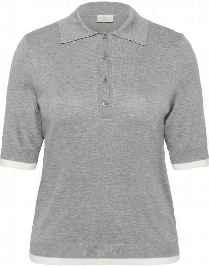 Kaffe Curve Lizzy Contrast Knitted Polo Grey Melange - Poloshirts - 