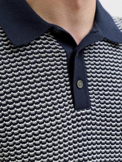 Jack & Jones Blukingsley Knitted Short Sleeve Polo Navy - Herrenhemden - Herrenhemden in großen Größen