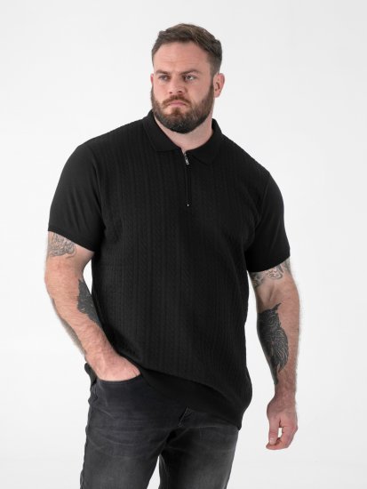 D555 Kennedy Cable Knitted Polo Black - Polo-shirts für herren - Polo-Shirts für Herren in großen Größen