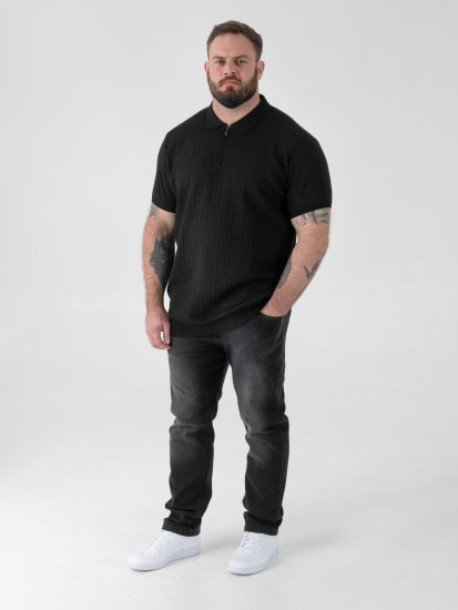 D555 Kennedy Cable Knitted Polo Black - Polo-shirts für herren - Polo-Shirts für Herren in großen Größen